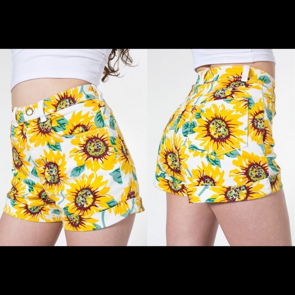 American Apparel sunflower high waist shorts
